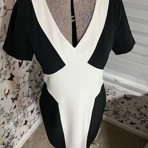 Maggy London Black and White Dress 34”length.